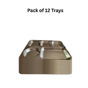5 Compartment Metal Thali Food Serving Dinner Plate Lunch Reusable Party Tray