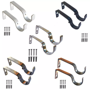 28mm Heavy Duty Metal Curtain Pole Rod Wall Bracket Holder Screw Drapery 5 color