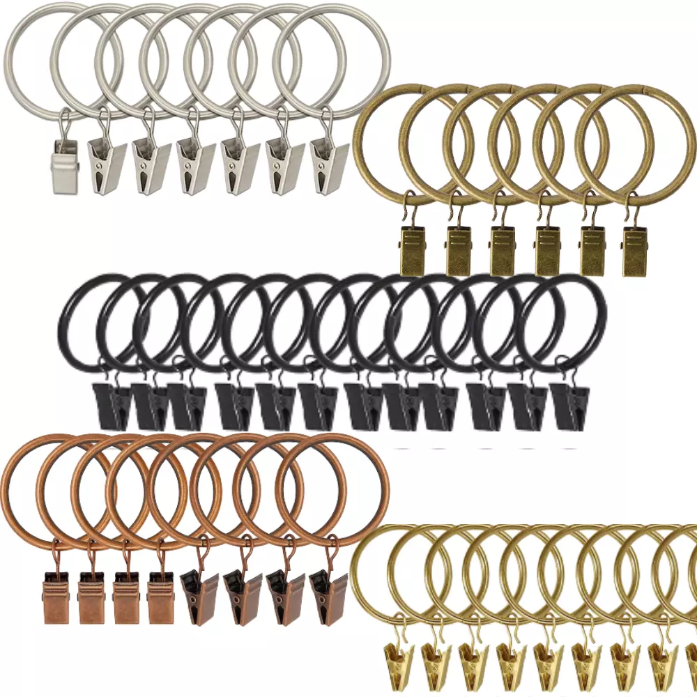 Topspeeder 36 Pack Rings Curtain Clips Strong Metal Decorative Drapery Window Curtain Ring With Clip Rustproof Vintage Interior Diameter Black 87588533