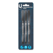 U. Write Handwriting Pens 3 Pack Smooth Writing Black Ink Office School Everyday Use