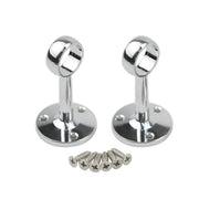Wardrobe Rail Centre Support Bracket 25mm Round Hanging Rail Fitting Chrome or Black Metal Finish