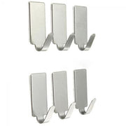 6x Self-Adhesive Hooks Stainless Steel Strong Sticky Stick on Wall Door Hang New