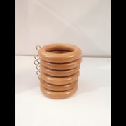 38mm Wooden Curtain Hook Rings with Eyes Mahogany Red, Oak, Natural Wood & Black