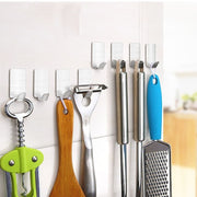 6x Self-Adhesive Hooks Stainless Steel Strong Sticky Stick on Wall Door Hang New