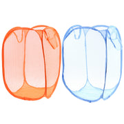 EASY OPEN HAMPER LIGHTWEIGHT MESH FABRIC LAUNDERY TOY BASKET STORAGE SIDE POCKET