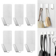 6x Self-Adhesive Hooks Stainless Steel Strong Sticky Stick on Wall Door Hang New