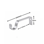Silver curtain pole bracket, sturdy metal wall mount support for curtain rods on a white background