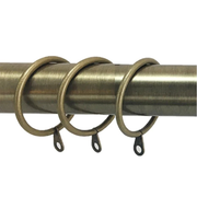 12 x 30mm Metal Curtain Rings with Eye Antique Brass Strong Curtain Pole Hooks