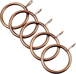 12x 30mm Copper Metal Curtain Rings & Hooks with Eyelets Strong Pole Rod Hangers