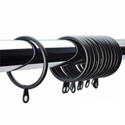 38mm Black Metal Curtain Rings with Eyes 24 Pack Strong Hanging Pole Rod