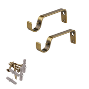 2 Pairs of 19mm Curtain Pole Rod Brackets Heavy Duty Metal Pipe Holder Wall Mount