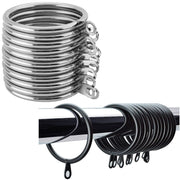 45mm Heavy Duty Metal Curtain Rings With Eyes Voile Pole Bracket Silver Black UK