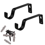Heavy Duty Metal Curtain Pole Wall Brackets – 19 mm (1 Pair) – Black Finish