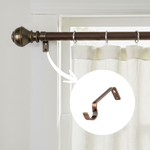 Bronze metal curtain pole bracket, wall-mounted rod holder with durable hook design for home curtains