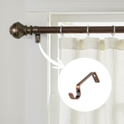 Bronze metal curtain pole bracket, wall-mounted rod holder with durable hook design for home curtains