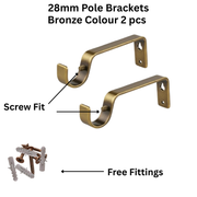 28mm Heavy Duty Metal Curtain Pole Rod Wall Bracket Holder Screw Drapery 5 color