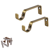 2 Pairs of 19mm Curtain Pole Rod Brackets Heavy Duty Metal Pipe Holder Wall Mount