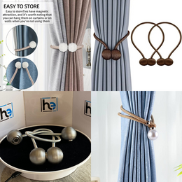 Magnetic Curtain Tie Backs Pearl Ball Curtain Magnetic Buckle Clips Multicolour UK