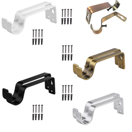 2× Door Curtain Brackets 28 mm Heavy-Duty Metal Curtain Pole Support Brackets for Wall Mount