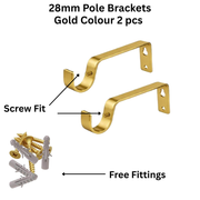 Close-up of a metal curtain rod bracket with wall-mount fixing hole and smooth finish