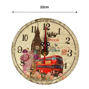 Round Wall Clock AA Battery London Big Ben & Bus Design Retro Style Table/Wall Clock