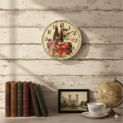 Round Wall Clock AA Battery London Big Ben & Bus Design Retro Style Table/Wall Clock