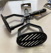 2Pcs Black Nylon Non-Stick Potato Masher & Veg Presser with Soft Grip Handle