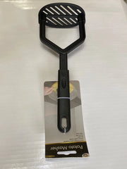 2Pcs Black Nylon Non-Stick Potato Masher & Veg Presser with Soft Grip Handle