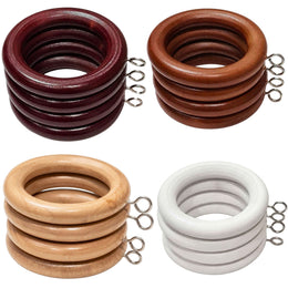 Homeelabador 45mm Wooden Curtain Hanging Ring hooks with Eyes