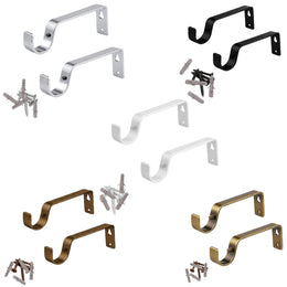 1 Pair of 19mm Curtain Pole Rod Brackets Heavy Duty Metal Pipe Holder Wall Mount