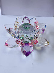 15cm Crystal Lotus Flower Ornament Large Crystal Craft Home Décor Multicolour Flowers