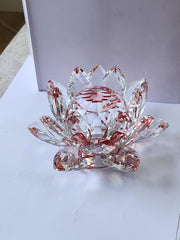 15cm Crystal Lotus Flower Ornament Large Crystal Craft Home Décor Multicolour Flowers