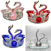 Multicolour Crystal Glass Twin Swan Pair Decoration Ornament Diamante Filled Valentine Gift