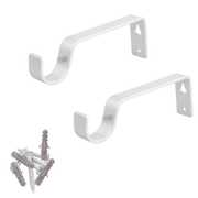 Heavy Duty Metal Curtain Pole Wall Bracket 2 Pack (1 Pair) 19 mm White