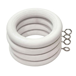 45mm Solid Wooden Curtain Rings with Eye Hooks White Curtain Pole Accessories