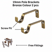 Heavy Duty Metal Curtain Pole Wall Brackets – 19 mm (5 Pairs) – Bronze Finish