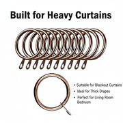 12x 30mm Copper Metal Curtain Rings & Hooks with Eyelets Strong Pole Rod Hangers