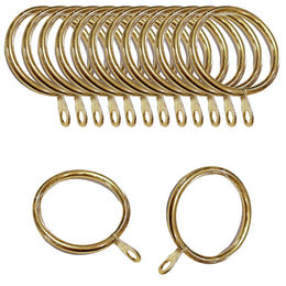 12x 30mm Strong Golden Metal Curtain Rings & Hooks with Eyelets