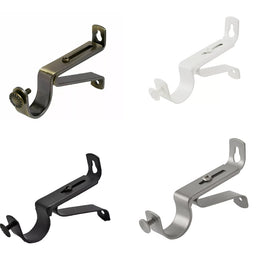 Adjustable metal wall brackets for curtain poles, suitable for 19mm and 28mm rods, easy installation design