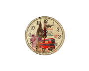 Round Wall Clock AA Battery London Big Ben & Bus Design Retro Style Table/Wall Clock