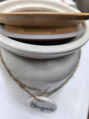 Ceramic Tea Coffee Sugar Canister Set Kitchen Storage Jars with Hanging Labels