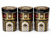Luxury Ceramic Tea Coffee Sugar Canisters Black & Gold Kitchen Storage Jar Set 3-Piece