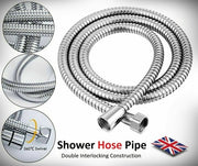 Stainless Steel Shower Head Hose Pipe Replacement Tangle-Free High Pressure (1.5M / 2.0M / 2.5M)