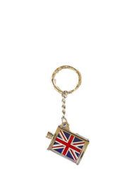 London Souvenir Collection Golden Keychains Keyrings Union Jack Flask Design