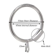 45mm Large Silver Curtain Pole Rings Metal Curtain Hanging Ring Set