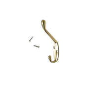 Hat & Coat Hooks Double Heavy Duty Polished Chrome Brass Gold Metal Door & Wall Hanger for Robe Dress Towel Stylish Home Office Hook