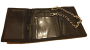 Tri-Fold Coin Pocket Wallet with Chain Clip – Men’s Black Trifold Wallet with Coin Pocket & Chain Clip