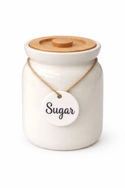 Ceramic Tea Coffee Sugar Canister Set Kitchen Storage Jars with Hanging Labels