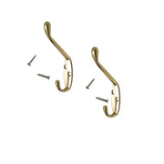 Hat & Coat Hooks Double Heavy Duty Polished Chrome Brass Gold Metal Door & Wall Hanger for Robe Dress Towel Stylish Home Office Hook