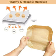 Round & Square Non-Stick Air Fryer Liners Disposable Baking Paper Steamer Sheets 50/100/200 Pack